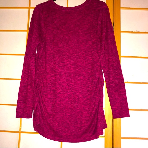 Liz Lange)Maternity Knit Heather Purple Cotton Knit Ruched Top Medium - Picture 2 of 8